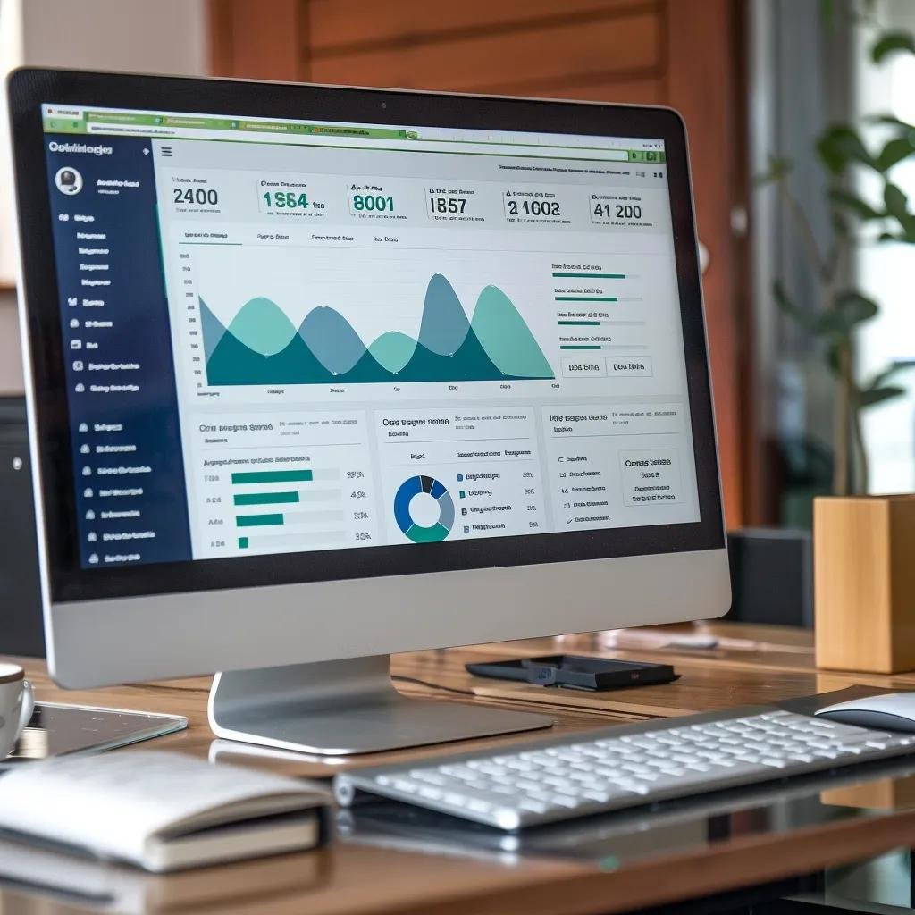 Computer screen showcasing SEO tools for keyword research in a modern workspace