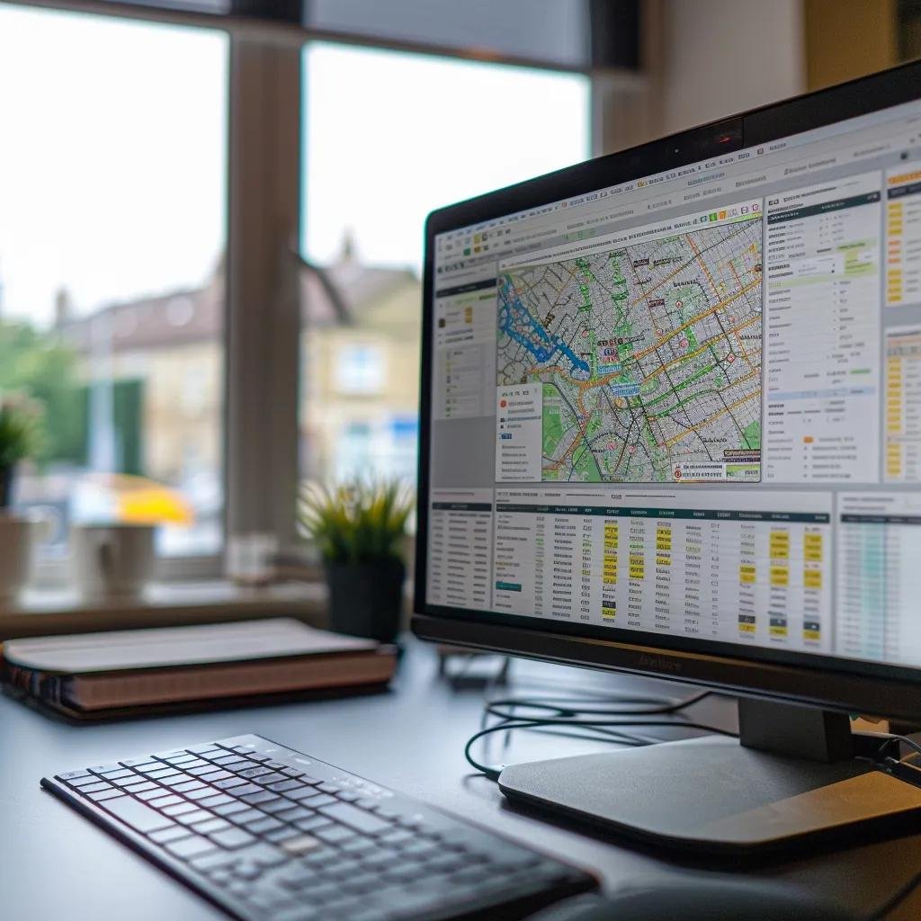 Close-up of a keyword research tool interface with a map of Leeds in the background