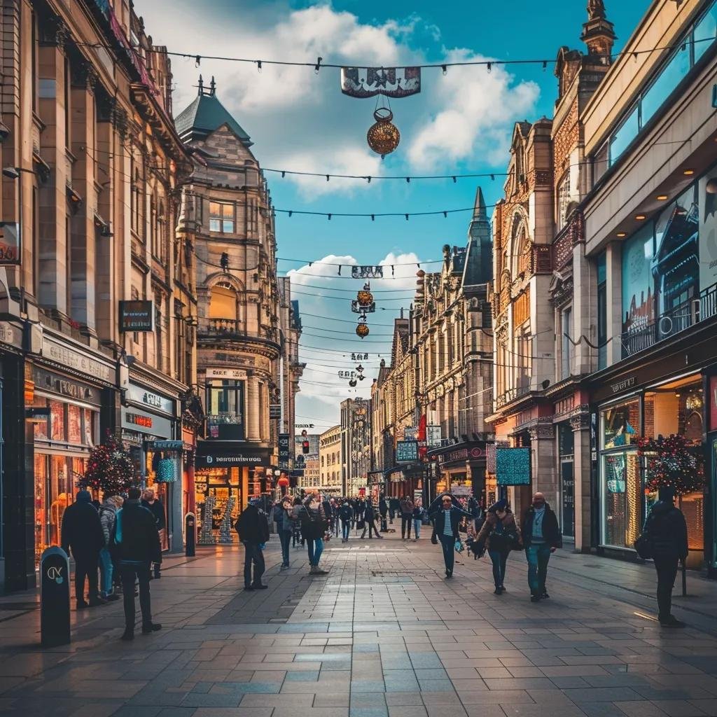 Leeds city street with local businesses highlighting the importance of local SEO